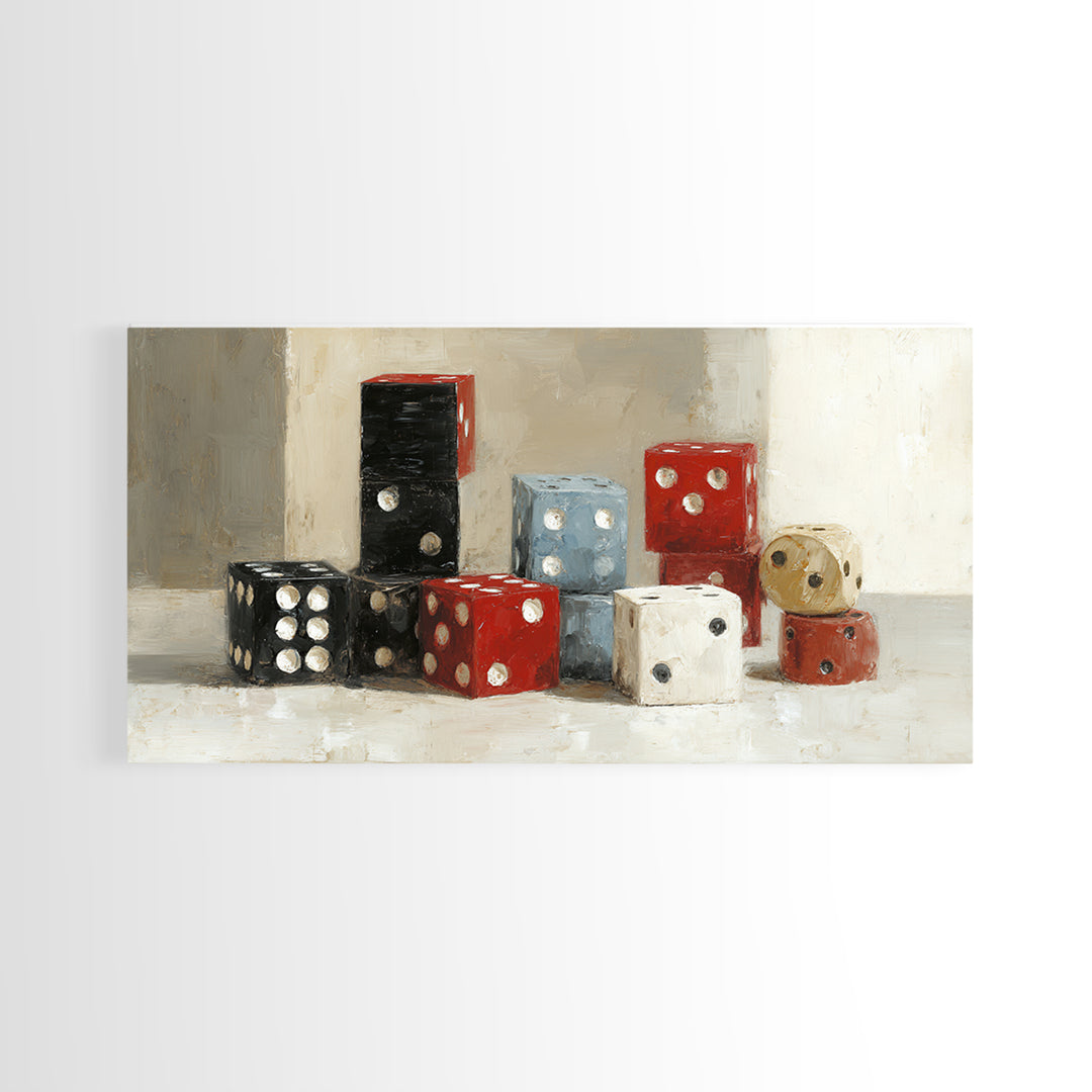 Playing Cards and Dice Canvas Print, Game Room Art, Canvas Print, Game Room Decor, Oil Painting, Play, Man Cave Decor, GRA-2x1-47