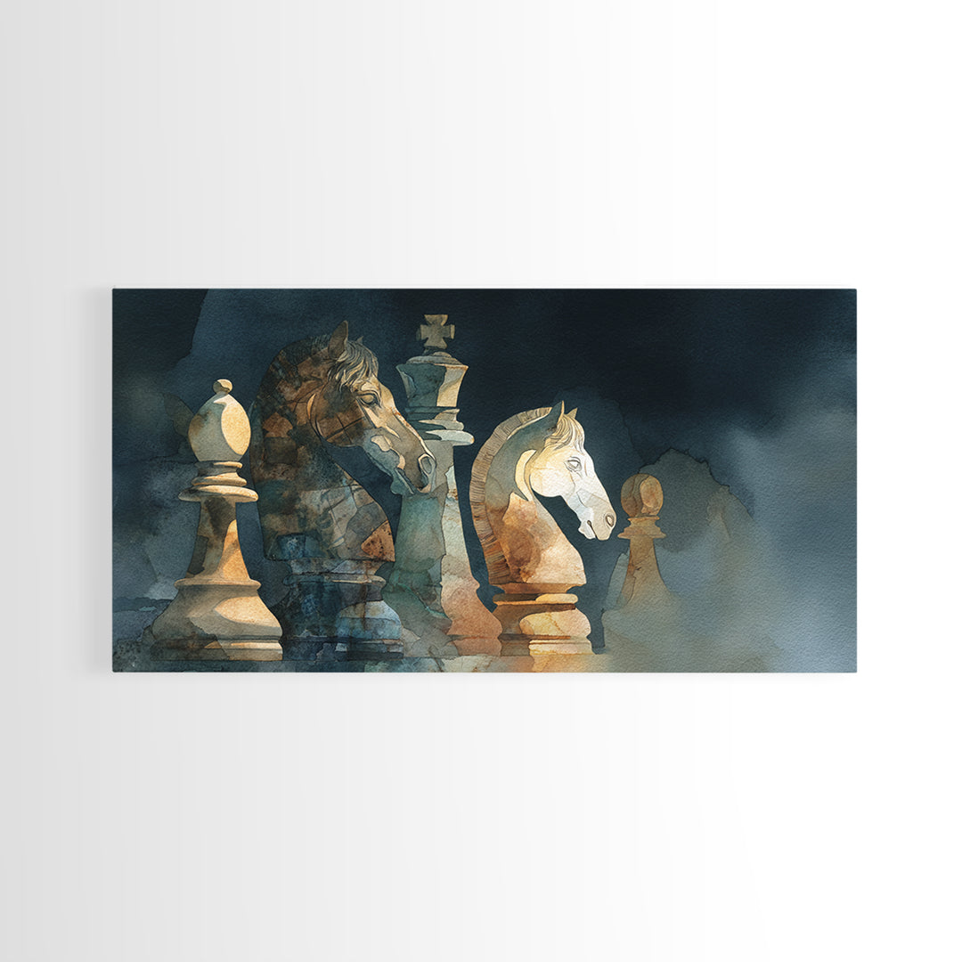 Chess Knight Piece Canvas Print, Game Room Art, Canvas Art, Game Room Decor, Fine Art, Play, Living Room Art, Playroom Art, GRA-2x1-49