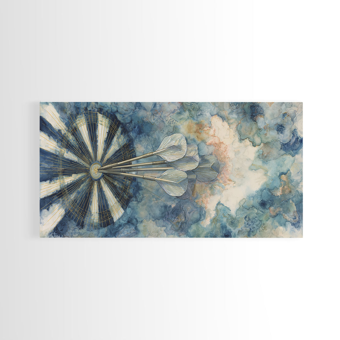 Dartboard Bullseye with Dynamic Motion Canvas Print, Game Room Art, Classroom Decor, Game Room Decor, Fine Art, Play, GRA-2x1-52