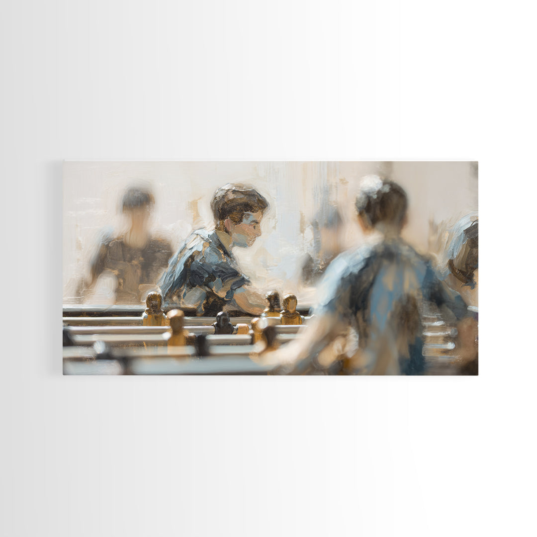 Foosball Player Figures Canvas Print, Game Room Art, Black Art, Game Room Decor, Oil Painting, Play, Playroom Art, Pop Art, GRA-2x1-53