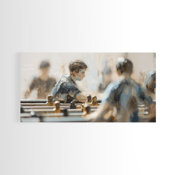 Foosball Player Figures Canvas Print, Game Room Art, Black Art, Game Room Decor, Oil Painting, Play, Playroom Art, Pop Art, GRA-2x1-53