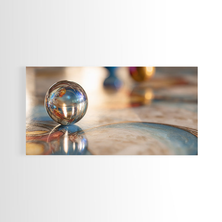 Pinball Silver Ball Framed Canvas Print, Game Room Art, Original Art, Game Room Decor, Abstract Art, Play, Trendy Wall Art, GRA-2x1-65