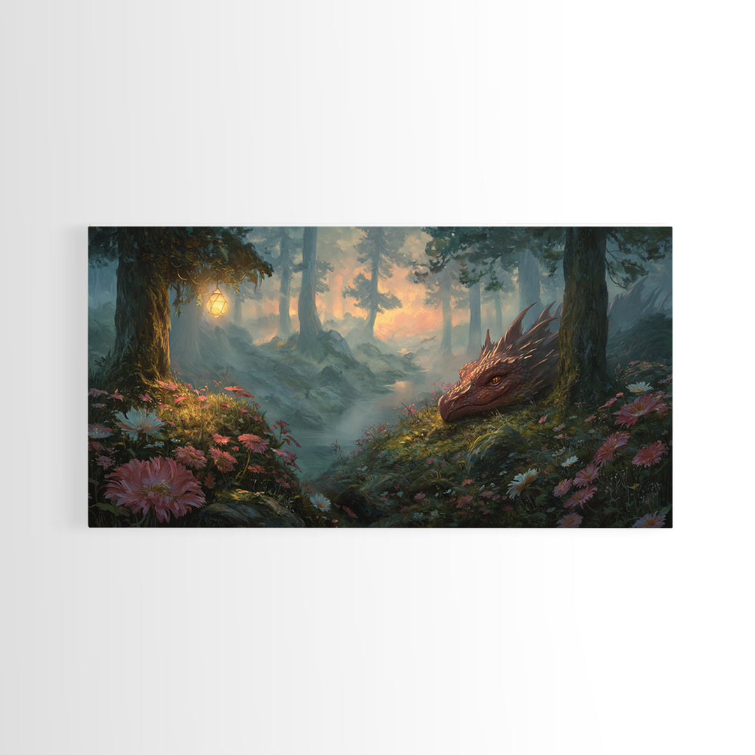 Fantasy Board Game Dragon Token Scene Framed Canvas Print, Game Room Art, Wall Decor, Game Room Decor, Fine Art, Play, GRA-2x1-7
