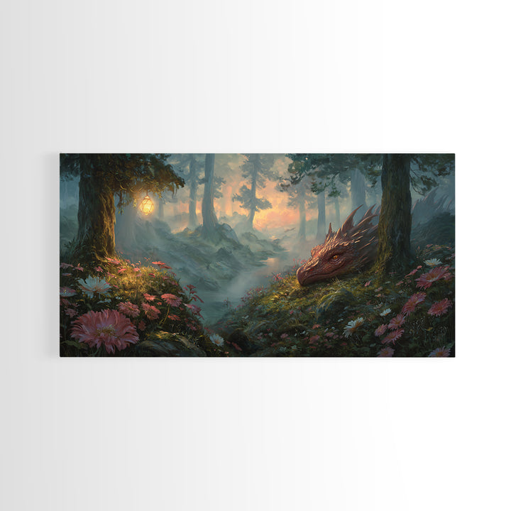 Fantasy Board Game Dragon Token Scene Framed Canvas Print, Game Room Art, Wall Decor, Game Room Decor, Fine Art, Play, GRA-2x1-7