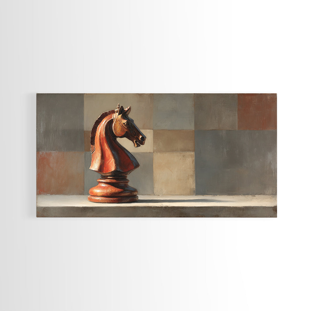 Chess Knight Piece Canvas Print, Game Room Art, Canvas Art, Game Room Decor, Fine Art, Play, Living Room Art, Playroom Art, GRA-2x1-73