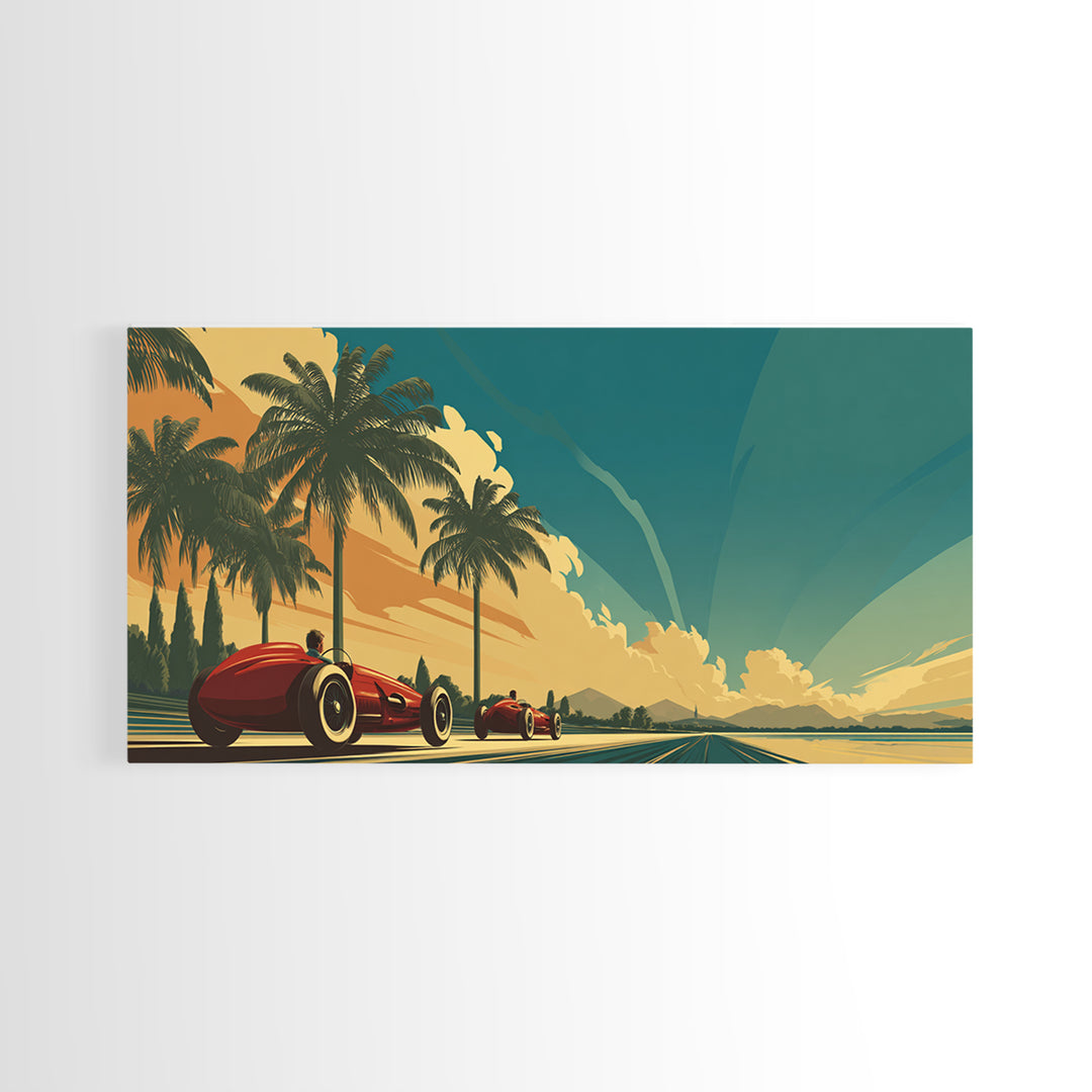 Retro Racing Car Game Poster Without Text Framed Canvas Print, Game Room Art, Luxury Decor, Game Room Decor, Fine Art, Play, GRA-2x1-8