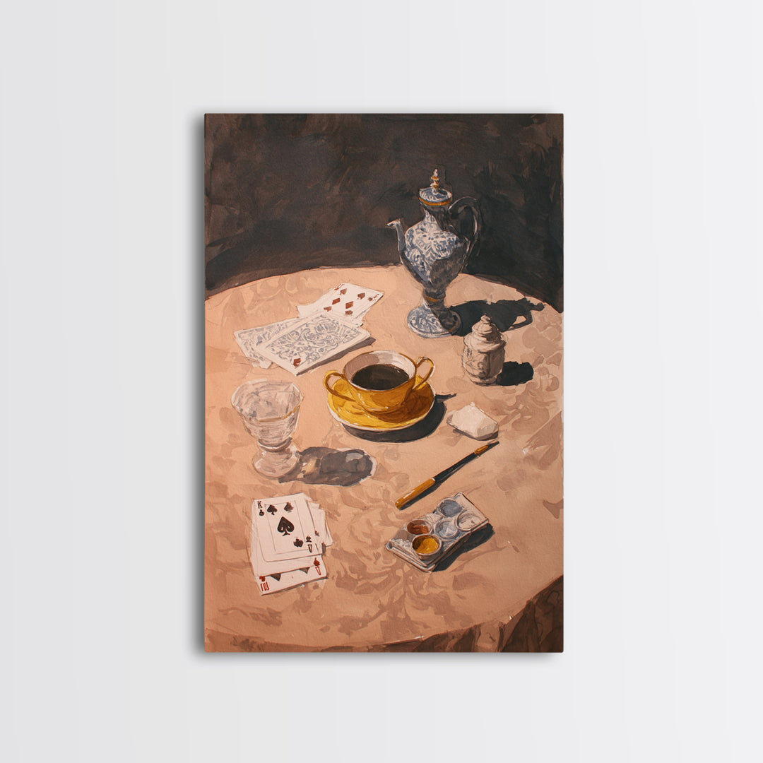 Blackjack Table Still Life Without Words Framed Canvas Print, Game Room Art, Wall Art Set, Game Room Decor, Fine Art, Play, GRA-2x3-28