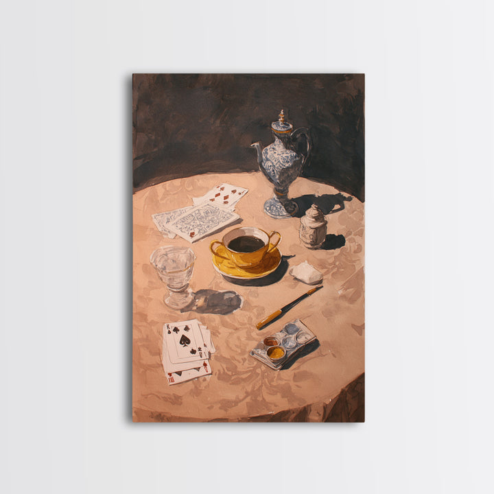 Blackjack Table Still Life Without Words Framed Canvas Print, Game Room Art, Wall Art Set, Game Room Decor, Fine Art, Play, GRA-2x3-28