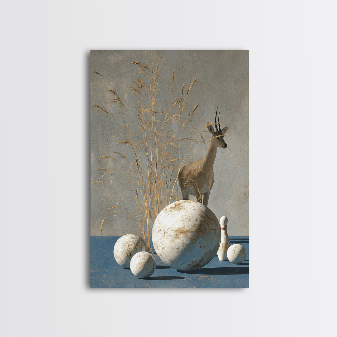 Bowling Ball and Pins Framed Canvas Print, Game Room Art, Textured Painting, Game Room Decor, Fine Art, Play, New Home Gift, GRA-2x3-46