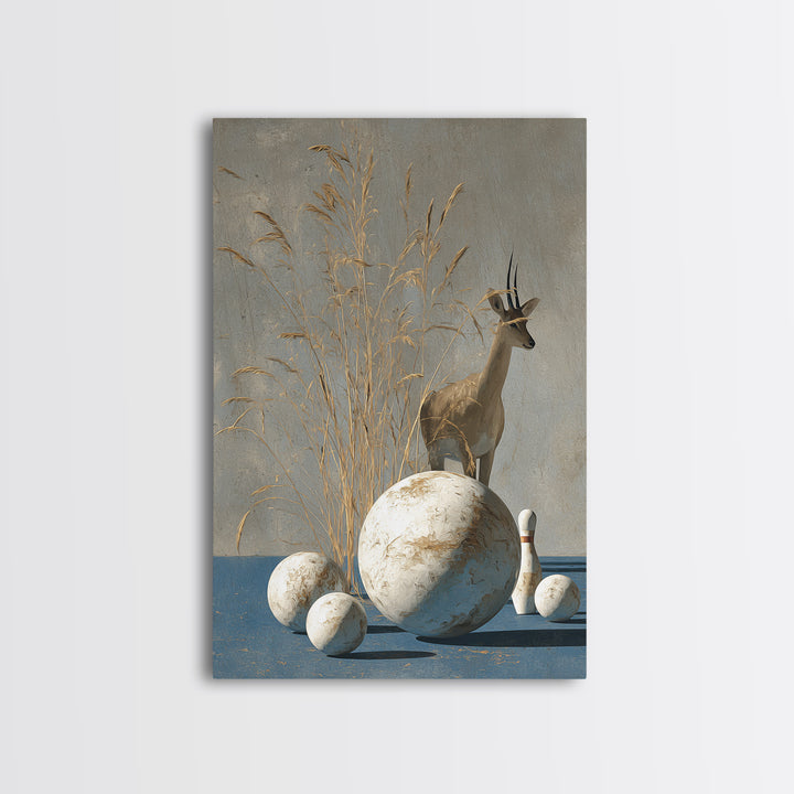 Bowling Ball and Pins Framed Canvas Print, Game Room Art, Textured Painting, Game Room Decor, Fine Art, Play, New Home Gift, GRA-2x3-46