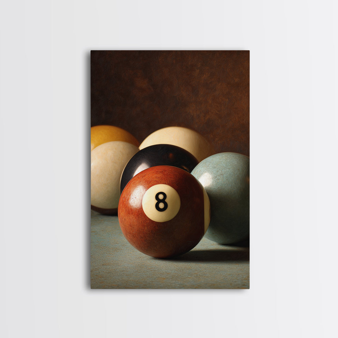 Billiards Eight Ball Canvas Print, Game Room Art, Original Art, Game Room Decor, Play, Trendy Wall Art, Masculine Wall Art, GRA-2x3-58