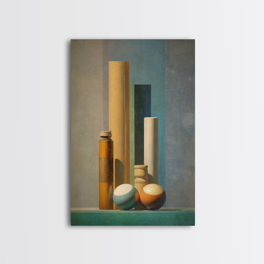 Pool Cue and Chalk on Green Felt Canvas Print, Game Room Art, Home Decor, Game Room Decor, Oil Painting, Play, Wall Art Set, GRA-2x3-66