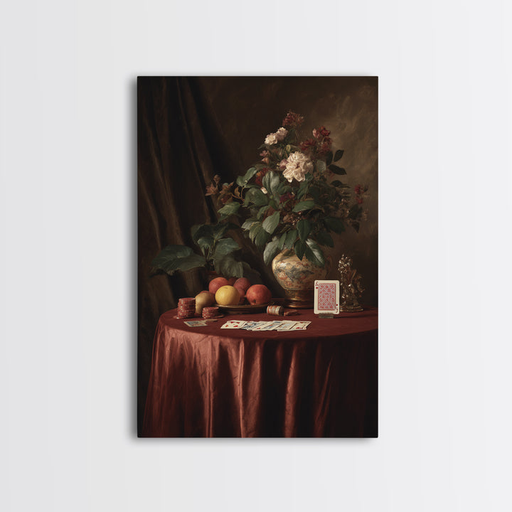 Blackjack Table Still Life Without Words Framed Canvas Print, Game Room Art, African American Art, Game Room Decor, Play, GRA-2x3-76