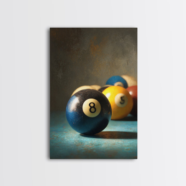 Billiards Eight Ball Canvas Print, Game Room Art, Original Art, Game Room Decor, Play, Trendy Wall Art, Masculine Wall Art, GRA-2x3-82