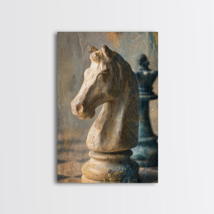 Chess Knight Piece Framed Canvas Print, Game Room Art, Gamer Gifts, Game Room Decor, Fine Art, Play, Original Artwork, GRA-2x3-85