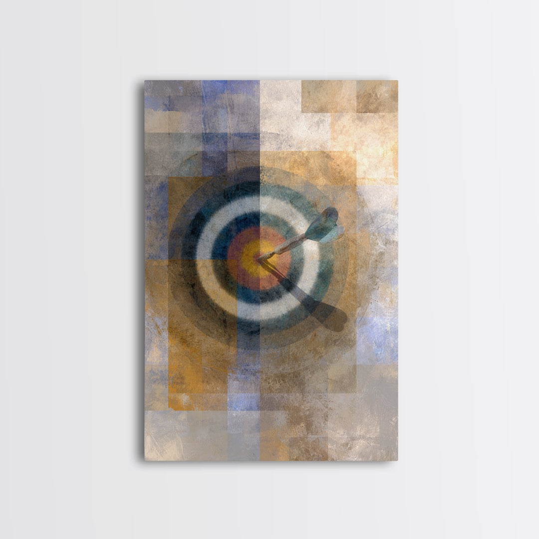 Dartboard Bullseye with Dynamic Motion Framed Canvas Print, Game Room Art, Canvas Art, Game Room Decor, Fine Art, Play, GRA-2x3-88