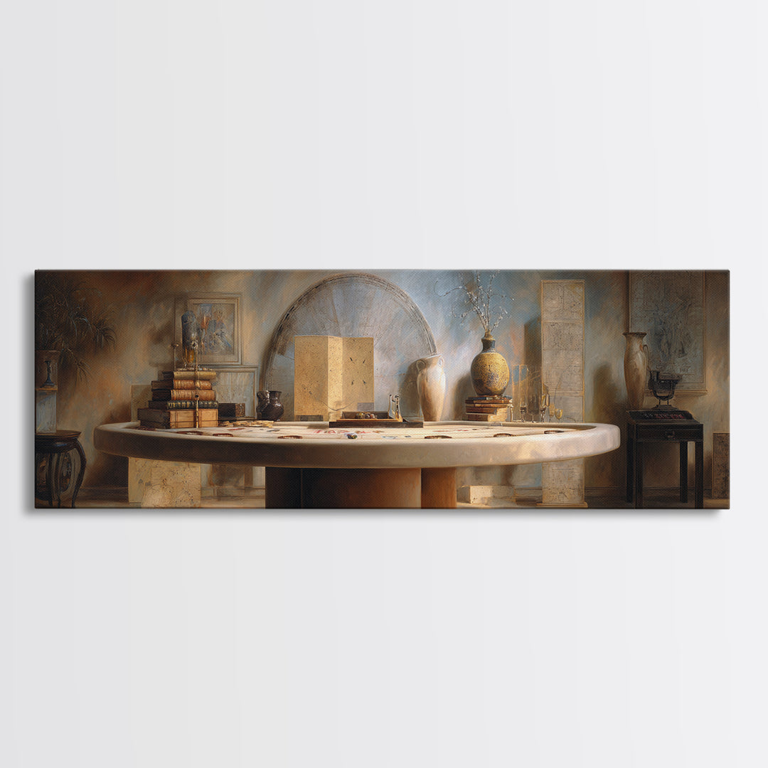 Blackjack Table Still Life Without Words Framed Canvas Print, Game Room Art, Man Cave Decor, Game Room Decor, Fine Art, Play, GRA-3x1-12