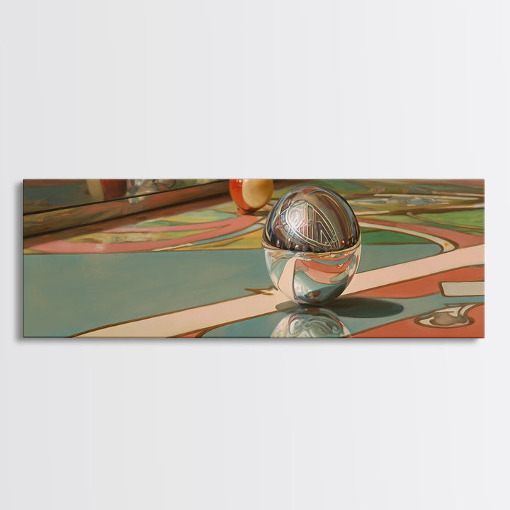 Pinball Silver Ball Canvas Print, Game Room Art, Modern Wall Art, Game Room Decor, Fine Art, Play, Unique Home Decor, GRA-3x1-13