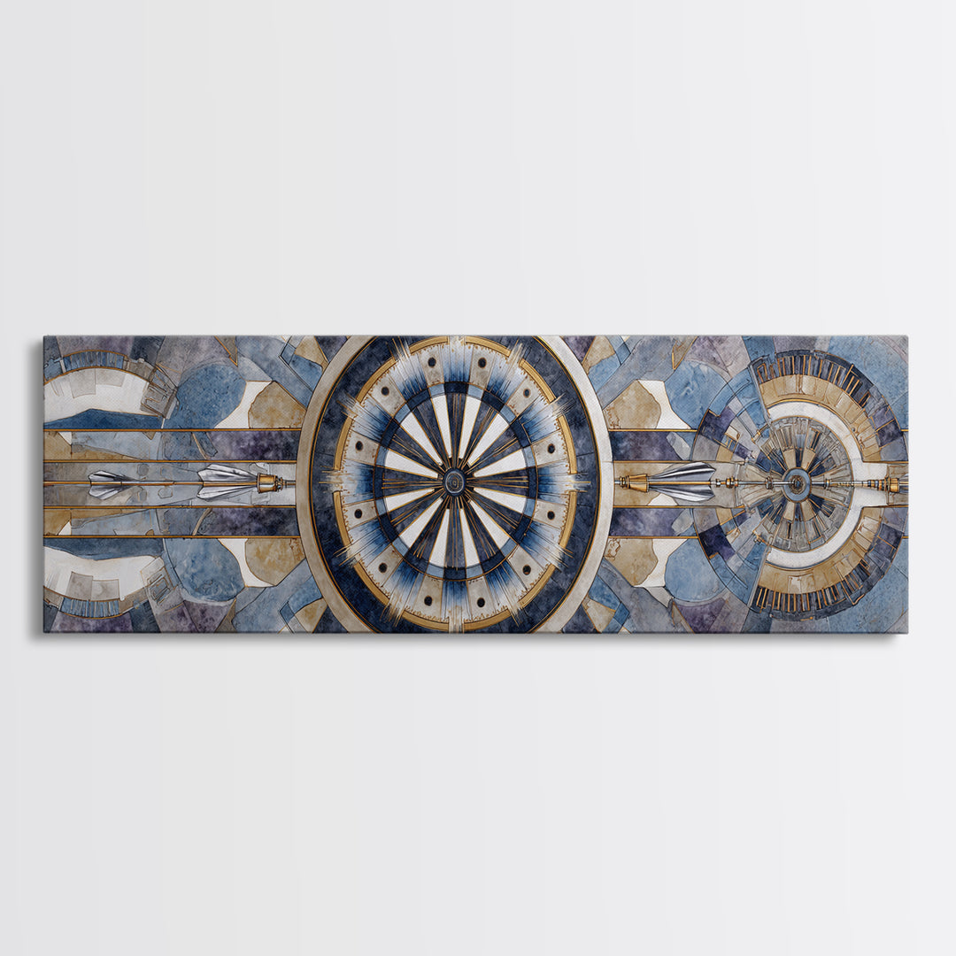 Dartboard Bullseye with Dynamic Motion Canvas Print, Game Room Art, Original Artwork, Game Room Decor, Fine Art, Play, GRA-3x1-24