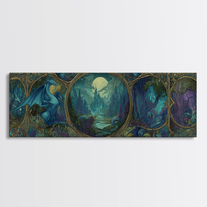 Fantasy Board Game Dragon Token Scene Canvas Print, Game Room Art, Gallery Decor, Game Room Decor, Fine Art, Play, GRA-3x1-3