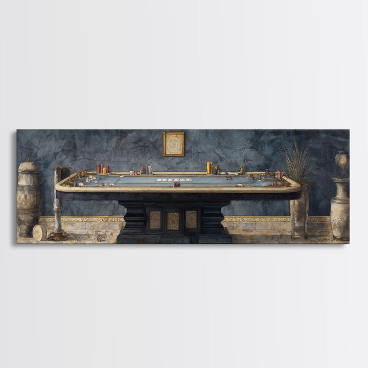Blackjack Table Still Life Without Words Canvas Print, Game Room Art, Whimsical Wall Art, Game Room Decor, Fine Art, Play, GRA-3x1-36