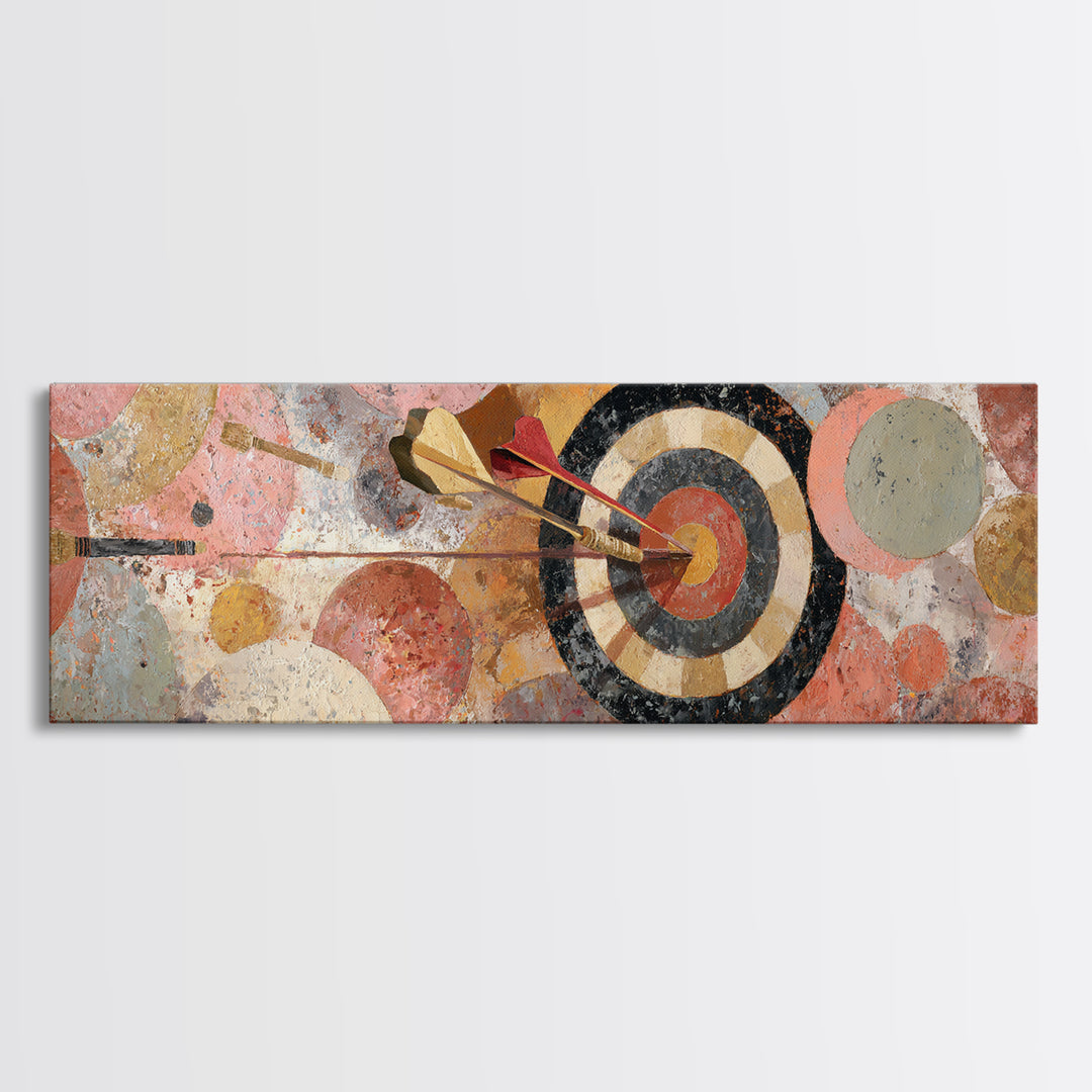 Dartboard Bullseye with Dynamic Motion Canvas Print, Game Room Art, Art Print, Game Room Decor, Fine Art, Play, Canvas Art, GRA-3x1-48
