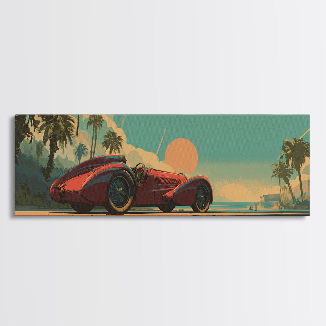 Retro Racing Car Game Poster Without Text Framed Canvas Print, Game Room Art, Room Decor, Game Room Decor, Fine Art, Play, GRA-3x1-52