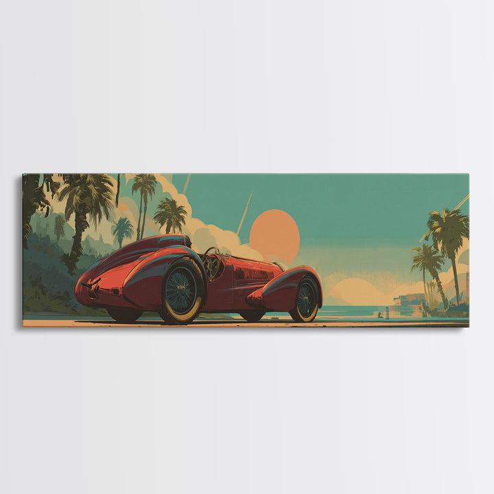 Retro Racing Car Game Poster Without Text Framed Canvas Print, Game Room Art, Room Decor, Game Room Decor, Fine Art, Play, GRA-3x1-52