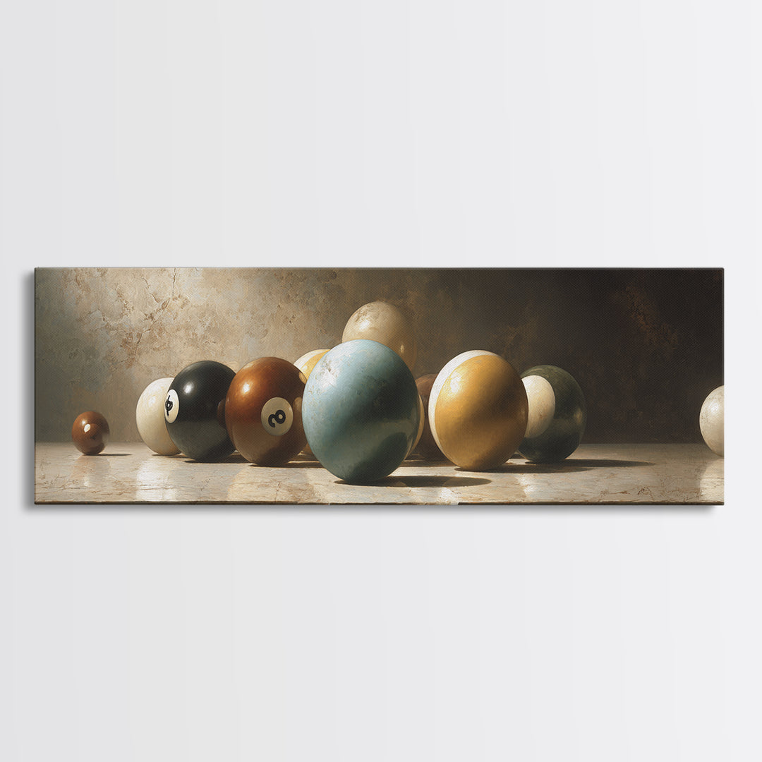 Billiards Eight Ball Canvas Print, Game Room Art, Gamer Gifts, Game Room Decor, Play, Original Artwork, Kids Room Wall Art, GRA-3x1-66