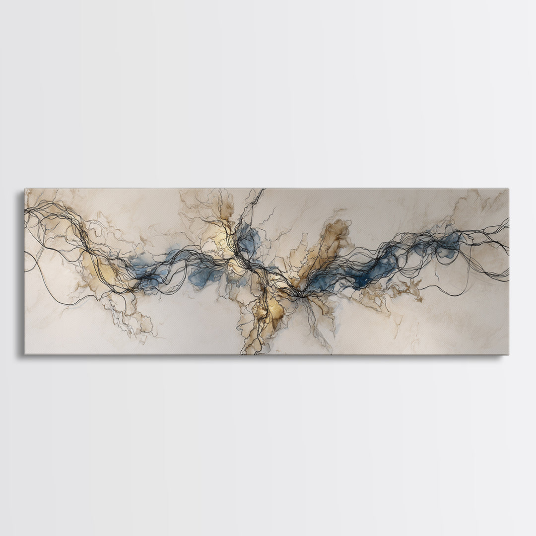 Controller Cable Forming a Playful Line Drawing Framed Canvas Print, Game Room Art, Canvas Art, Game Room Decor, Abstract Art, GRA-3x1-87