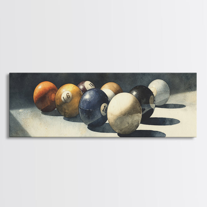 Billiards Eight Ball Framed Canvas Print, Game Room Art, Playroom Art, Game Room Decor, Fine Art, Play, Modern Decor, GRA-3x1-90