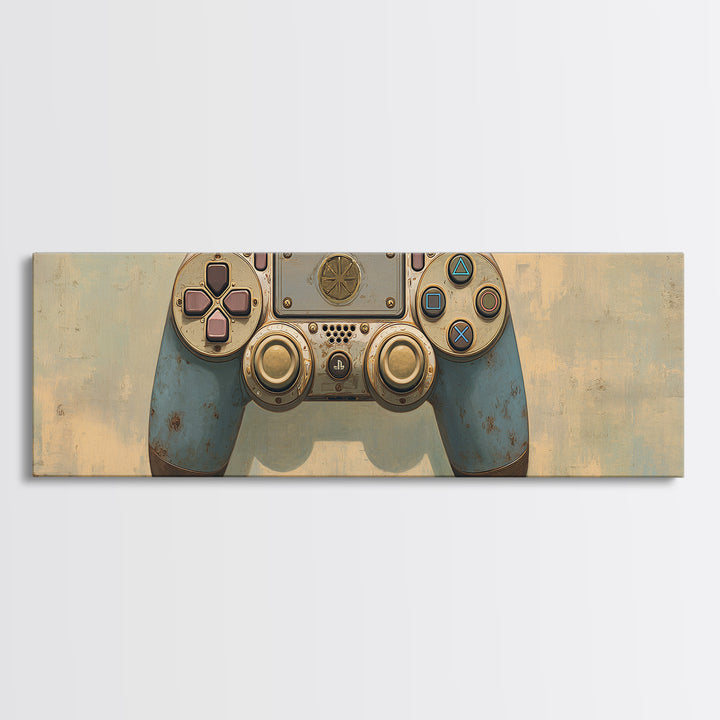 Old School Game Controller Canvas Print, Game Room Art, Trendy Wall Art, Game Room Decor, Watercolor Art, Play, GRA-3x1-94