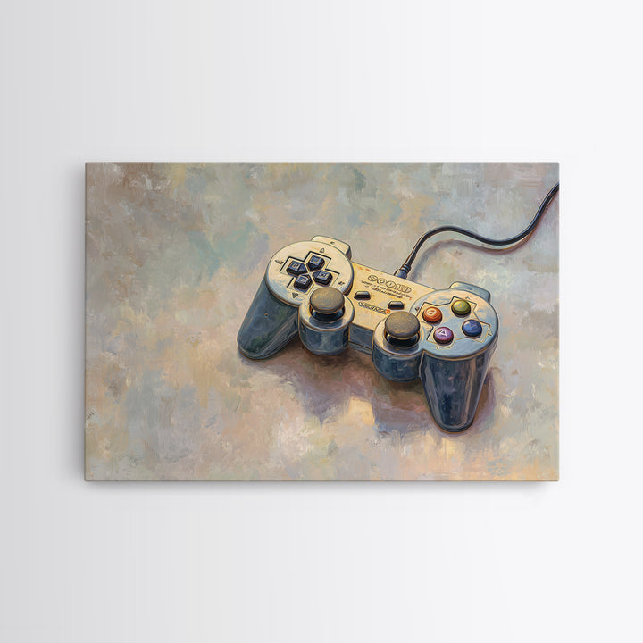 Old School Game Controller Framed Canvas Print, Game Room Art, Canvas Print, Game Room Decor, Fine Art, Play, Man Cave Decor, GRA-3x2-10