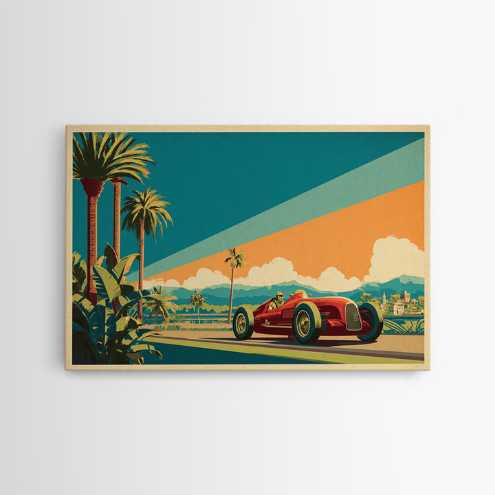 Retro Racing Car Game Poster Without Text Framed Canvas Print, Game Room Art, Living Room Art, Game Room Decor, Fine Art, Play, GRA-3x2-40