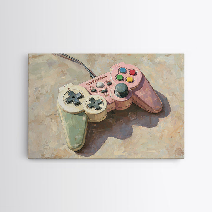 Old School Game Controller Canvas Print, Game Room Art, Trendy Wall Art, Game Room Decor, Watercolor Art, Play, GRA-3x2-58