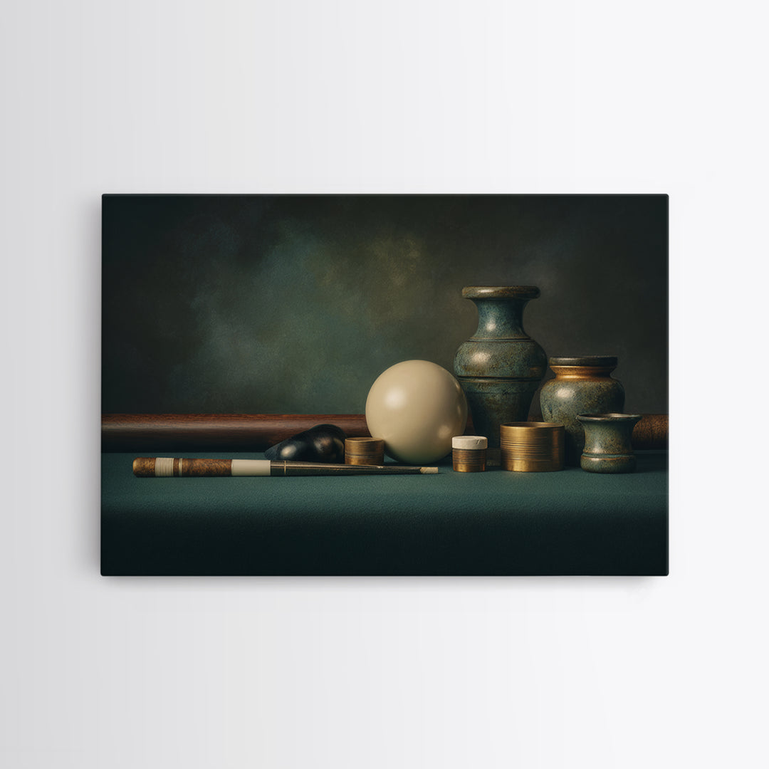 Pool Cue and Chalk on Green Felt Canvas Print, Game Room Art, Bedroom Wall Art, Game Room Decor, Fine Art, Play, Girly Wall Art, GRA-3x2-62