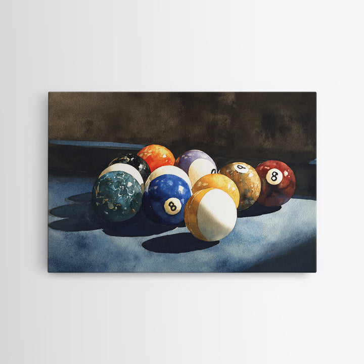 Billiards Eight Ball Framed Canvas Print, Game Room Art, Playroom Wall Decor, Game Room Decor, Play, Statement Artwork, GRA-3x2-78