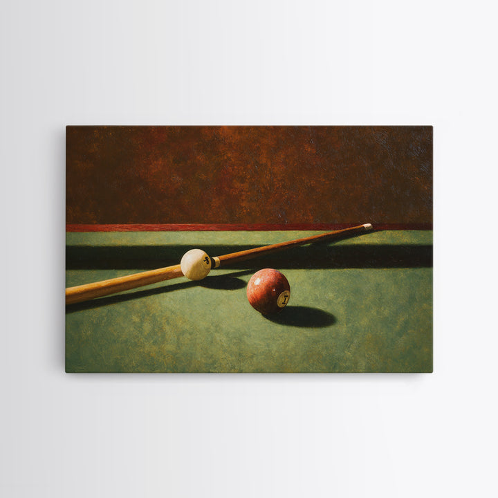 Pool Cue and Chalk on Green Felt Framed Canvas Print, Game Room Art, Masculine Wall Art, Game Room Decor, Fine Art, Play, GRA-3x2-86