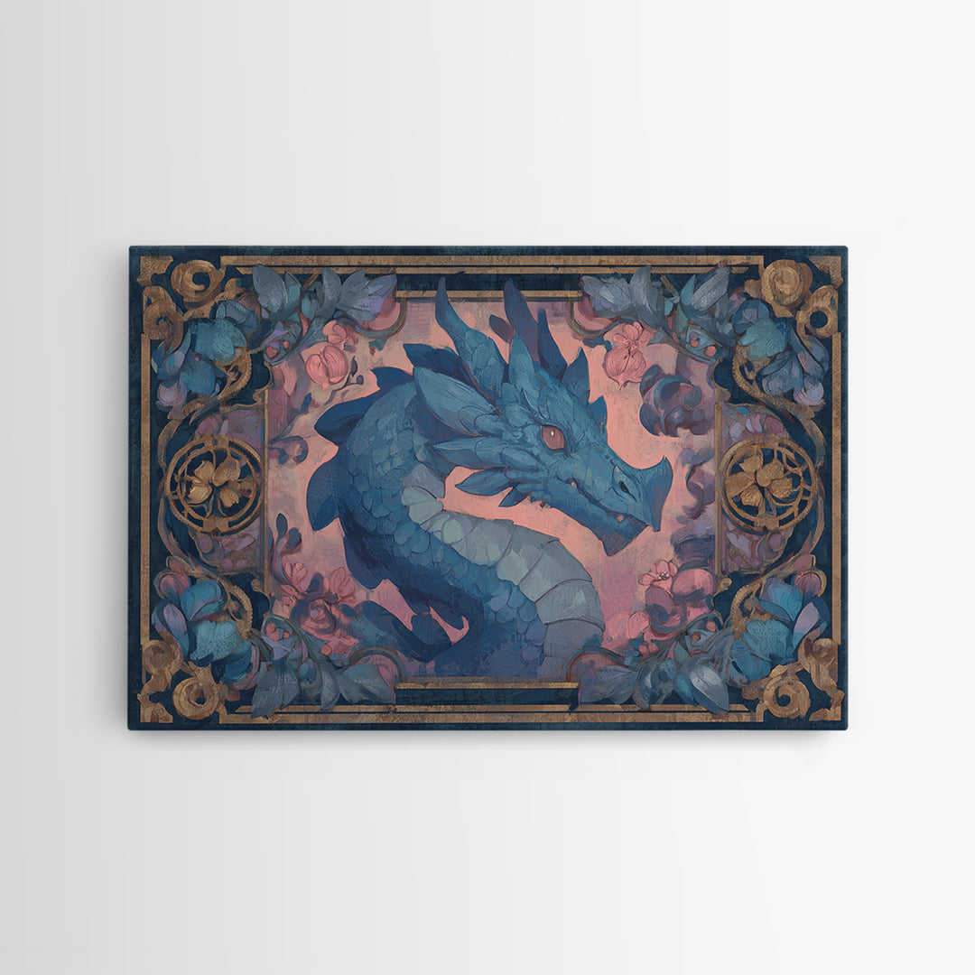Fantasy Board Game Dragon Token Scene Framed Canvas Print, Game Room Art, Fine Art Print, Game Room Decor, Fine Art, Play, GRA-3x2-87