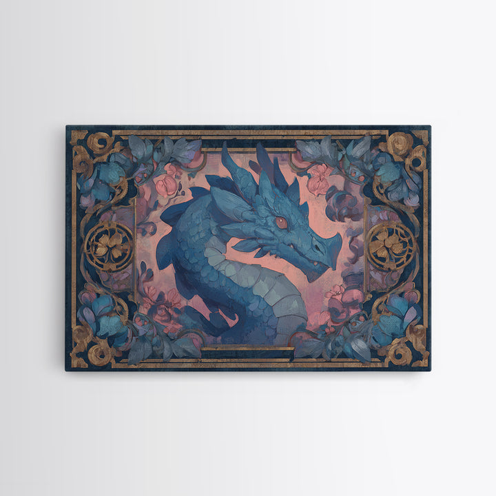 Fantasy Board Game Dragon Token Scene Framed Canvas Print, Game Room Art, Fine Art Print, Game Room Decor, Fine Art, Play, GRA-3x2-87