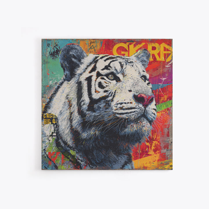 Urban Tiger Portrait Framed Canvas Print, Graffiti Art, Canvas Art, Living Room Decor, Fine Art, Street, Above Bed Decor, GRF-1x1-27