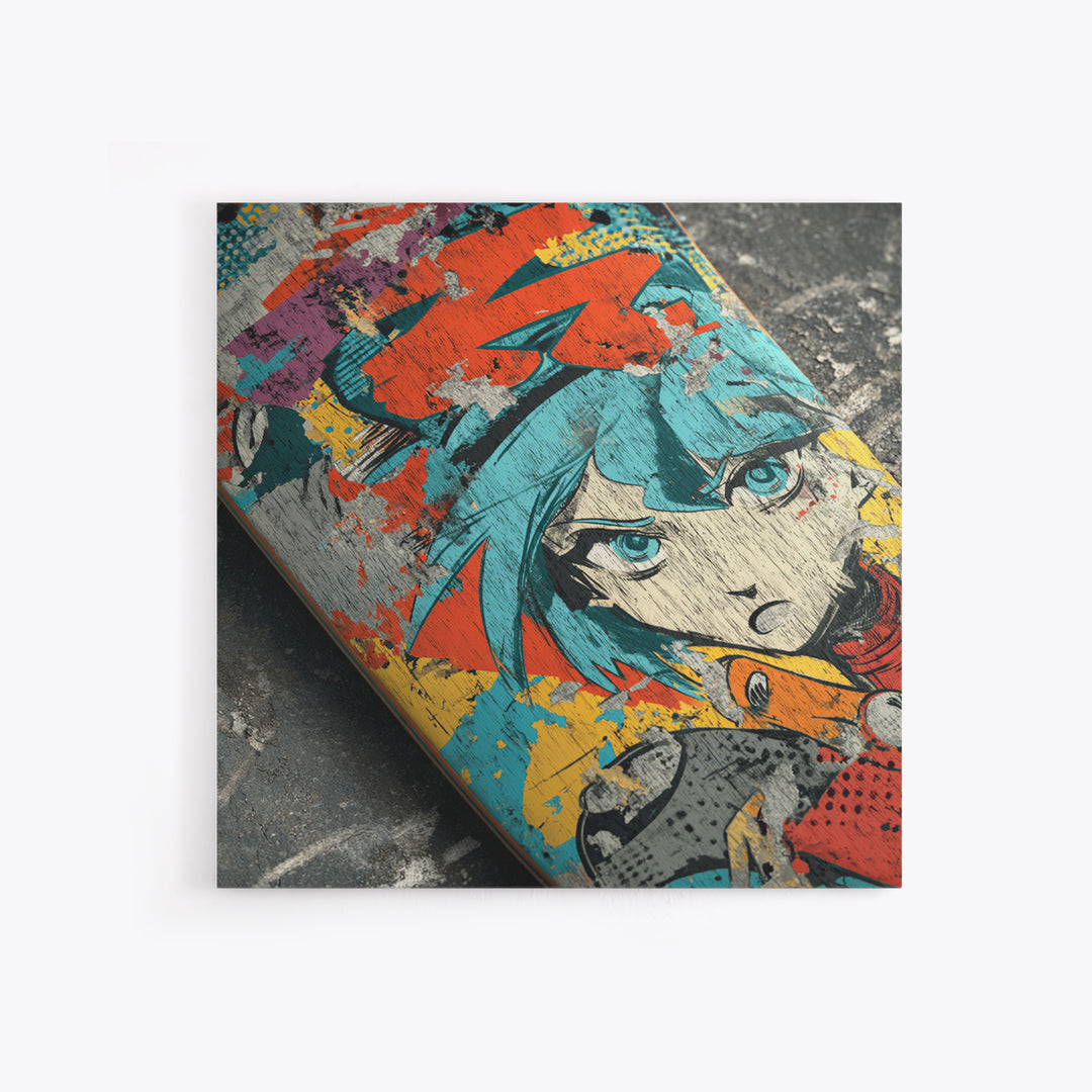 Skateboard Deck Graphic Framed Canvas Print, Graffiti Art, Large Wall Art, Living Room Decor, Fine Art, Street, Modern Wall Art, GRF-1x1-7