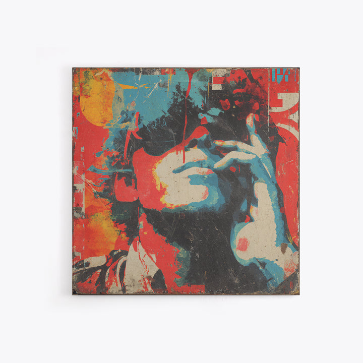 Masked Street Artist Silhouette Framed Canvas Print, Graffiti Art, Boho Wall Decor, Living Room Decor, Fine Art, Street, GRF-1x1-70