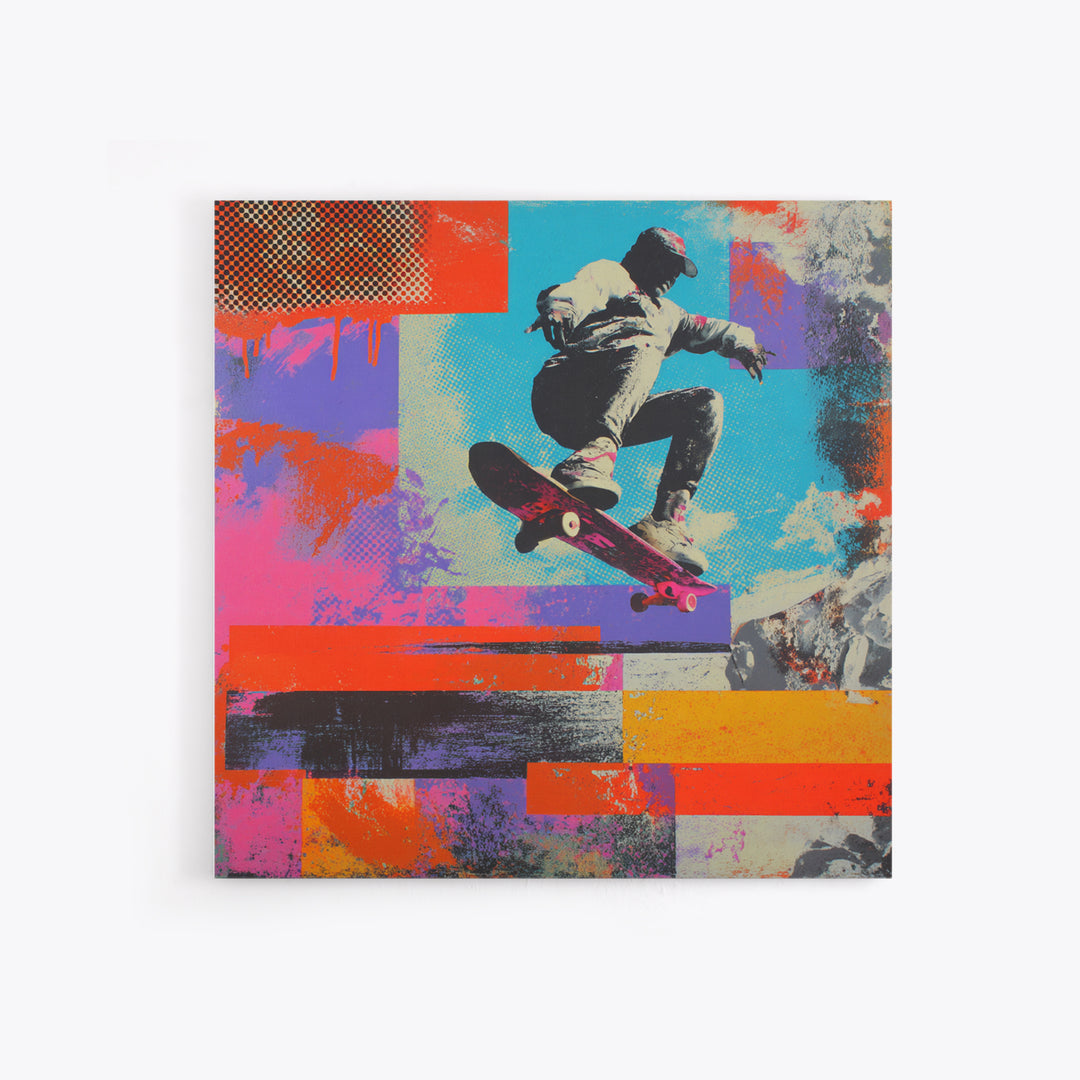 Bright Skateboard Ramp Color Fields Framed Canvas Print, Graffiti Art, Wall Sculpture, Living Room Decor, Fine Art, Street, GRF-1x1-72