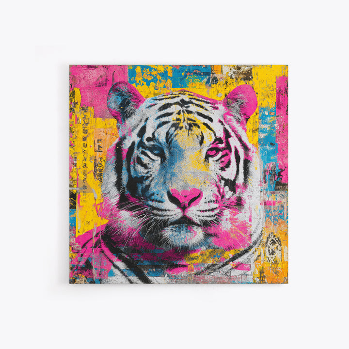 Urban Tiger Portrait Canvas Print, Graffiti Art, Statement Artwork, Living Room Decor, Fine Art, Street, Wall Decor, Painting, GRF-1x1-75