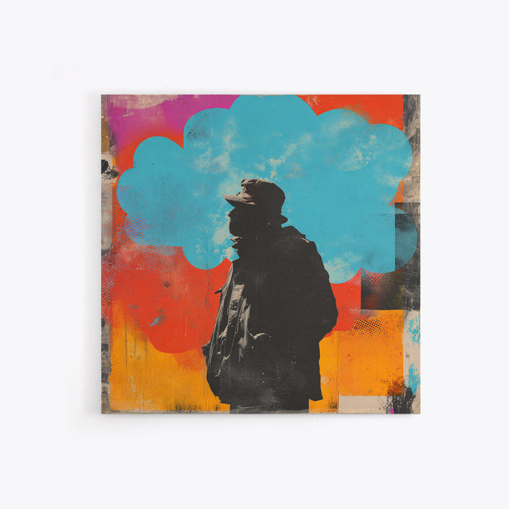 Masked Street Artist Silhouette Canvas Print, Graffiti Art, Modern Decor, Living Room Decor, Fine Art, Street, Poster, GRF-1x1-94