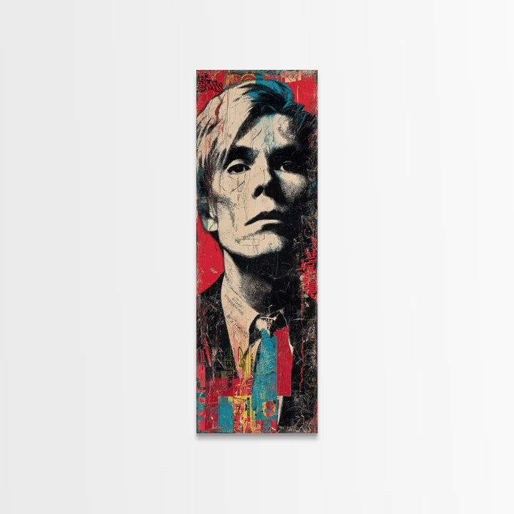 Stencil Portrait with Red and Black Contrast Framed Canvas Print, Graffiti Art, Art, Living Room Decor, Fine Art, Street, GRF-1x3-24