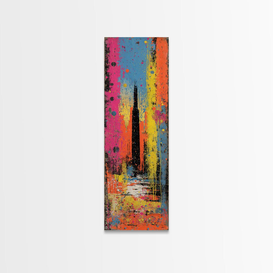 Paint Drips Forming a Skyline Silhouette Canvas Print, Graffiti Art, Boho Decor, Living Room Decor, Fine Art, Street, GRF-1x3-97