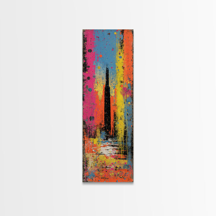 Paint Drips Forming a Skyline Silhouette Canvas Print, Graffiti Art, Boho Decor, Living Room Decor, Fine Art, Street, GRF-1x3-97