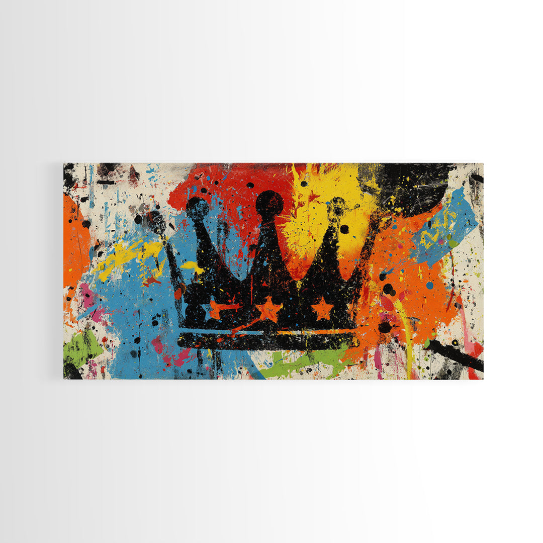 Abstract Crown and Stars Canvas Print, Graffiti Art, Prints, Living Room Decor, Fine Art, Street, Framed Art, Digital Print, GRF-2x1-39